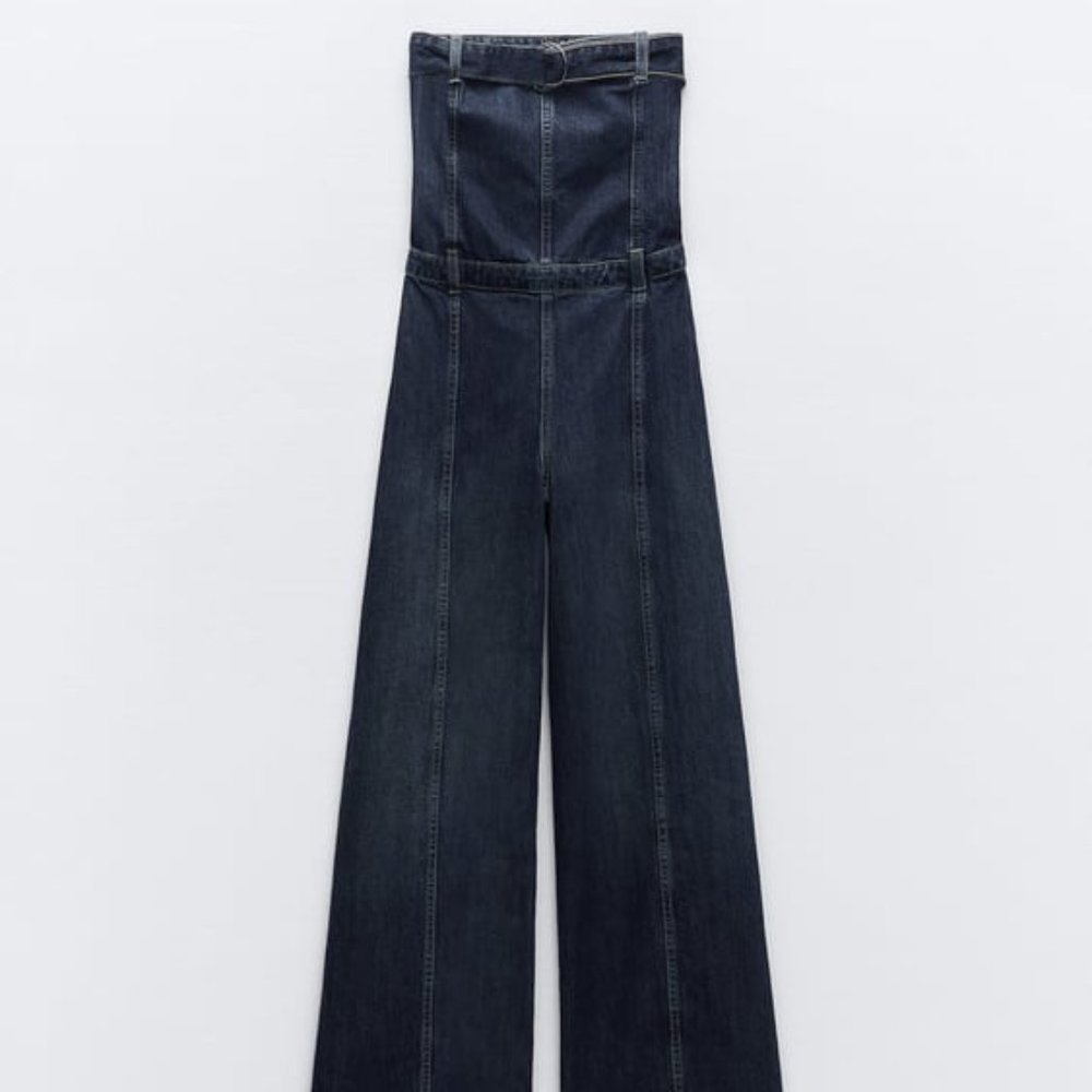 ZARA STRAPLESS TRF DENIM JUMPSUIT NAVY BLUE | 0541/239 266/015 - Picture 4 of 7